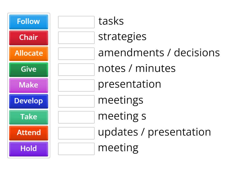 Meeting Collocations - Une las parejas