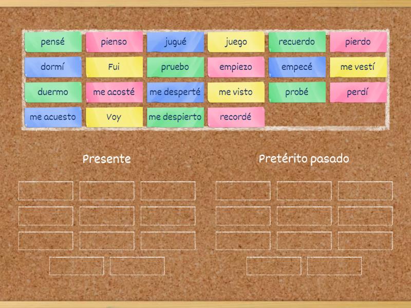 Present vs. Preterite past - Group sort