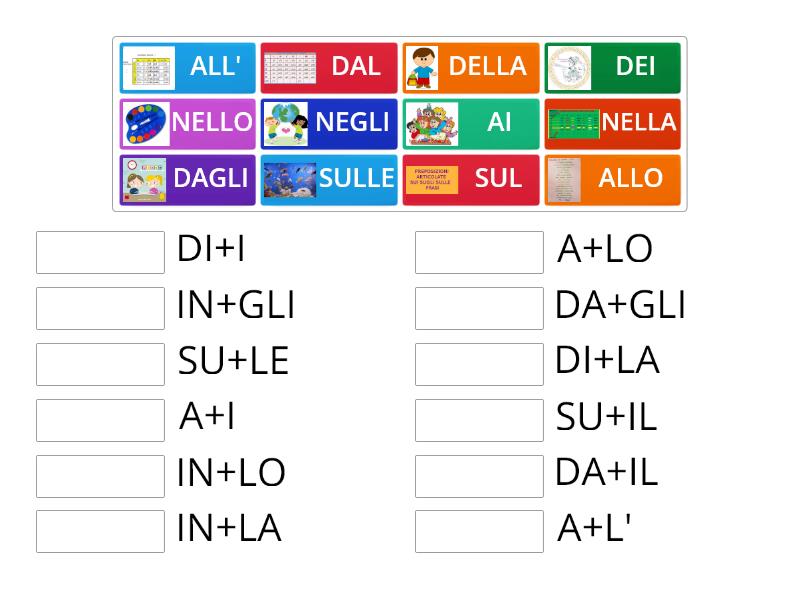 PREPOSIZIONI ARTICOLATE - Match Up