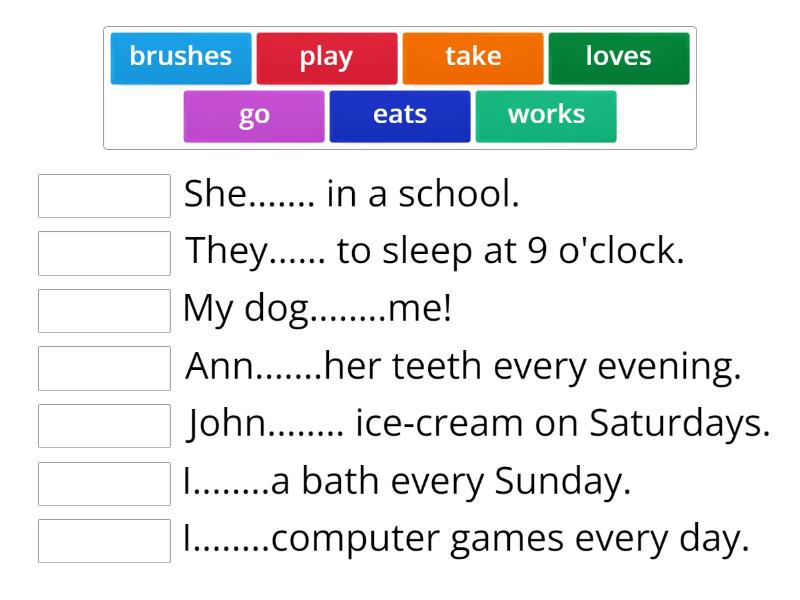 Present Simple - he, she, it - Match up