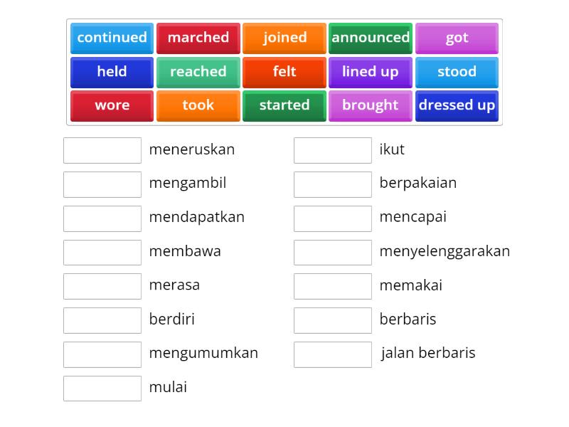 Regular and Irregular Verbs Match up