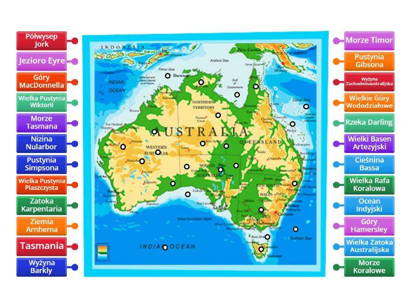 Wyżyna Zachodnioaustralijska Australia - Labelled diagram