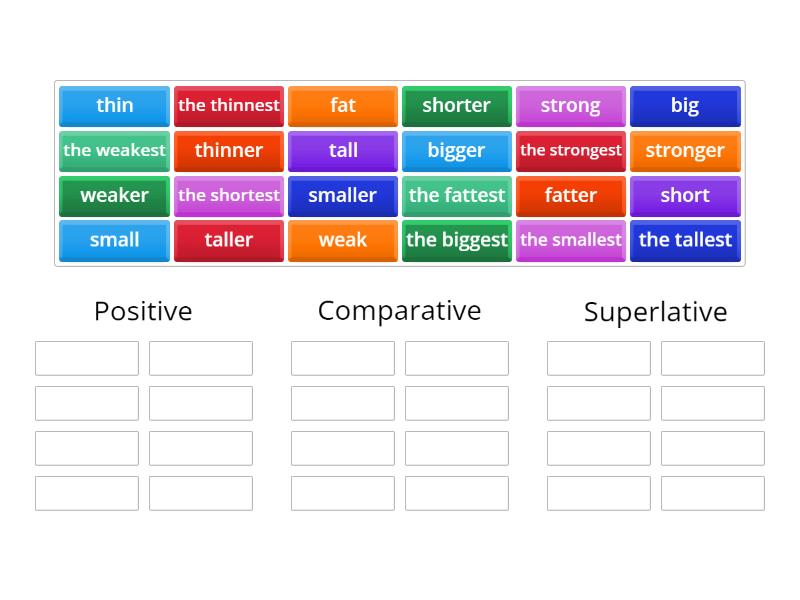 Adjectives smart 4 - Ordenar por grupo