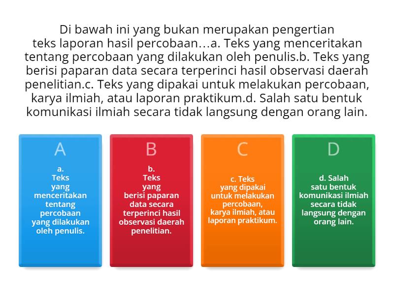 TEKS LAPORAN PERCOBAAN - Quiz