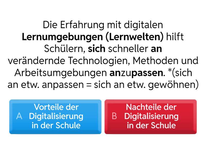 Vorteile und Nachteile der Digitalisierung in der Schule - Quiz