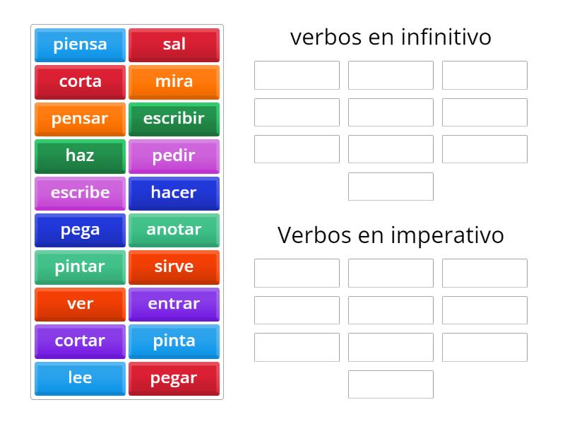 Verbos en infinitivo e imperativo 4° - Group sort