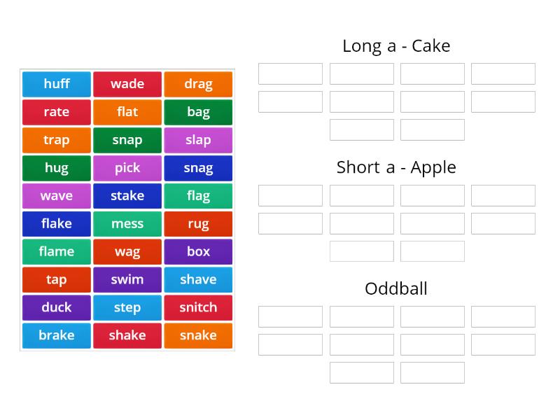 Long A, Short A, Oddball Sort - Group Sort