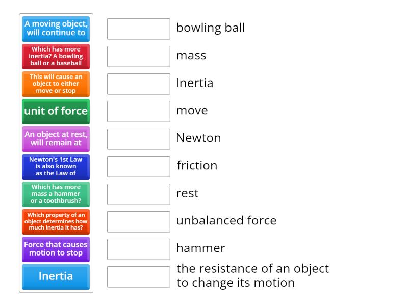 Law of Inertia - Match up