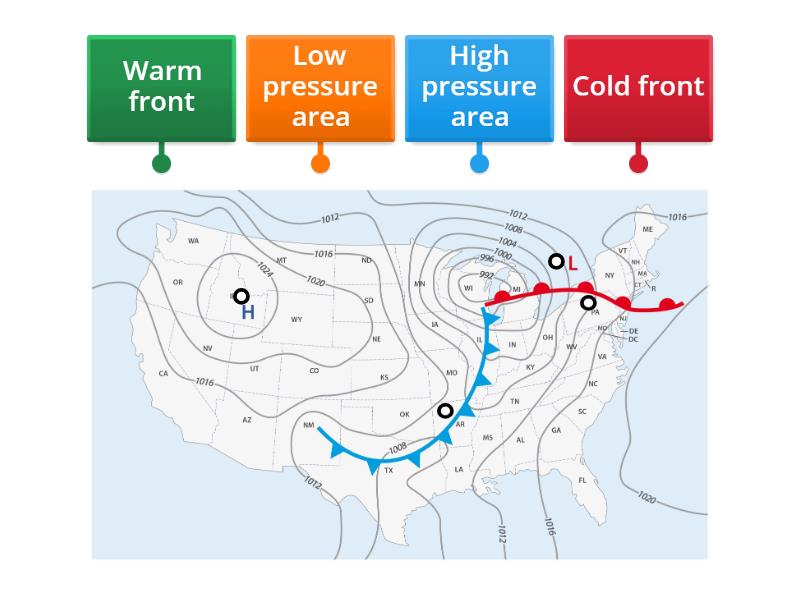 Reading a Weather Map - Labelled diagram
