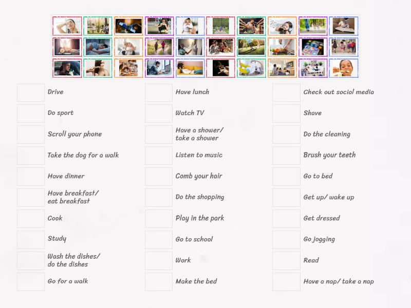 Daily Routine - Match - Match up