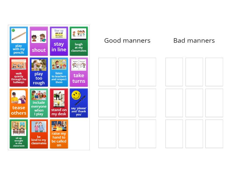 Good Manners or Bad Manners - Group sort