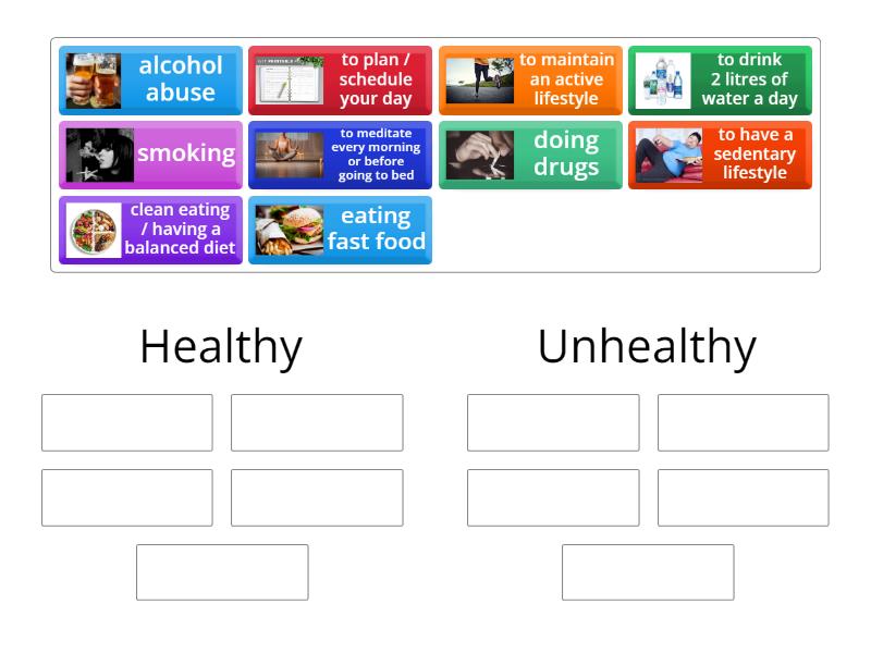 Healthy and unhealthy habits - Group sort