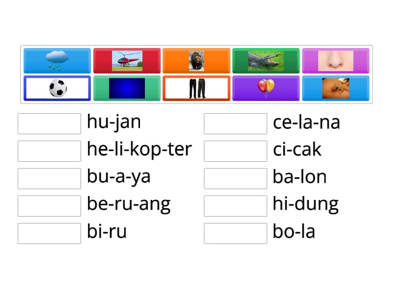 Nama benda yang berawalan dari huruf B, C dan H - Match up