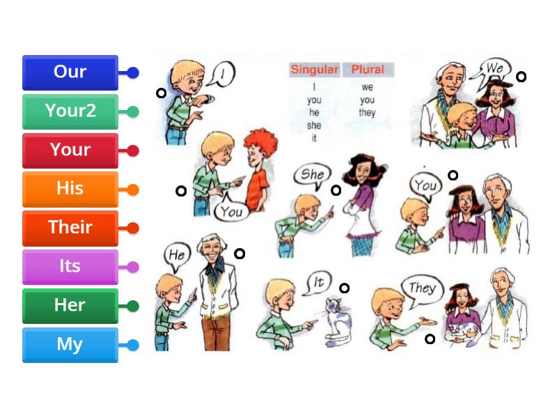 Personal/possesive pronouns - Labelled diagram