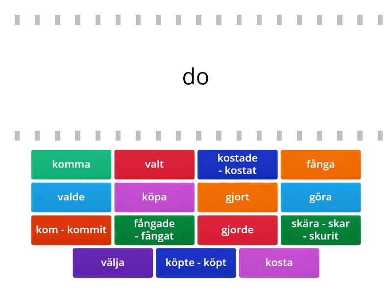 Oregelbundna Verb - Irregular Verbs Homework Week 5 Part 2 - Find The Match