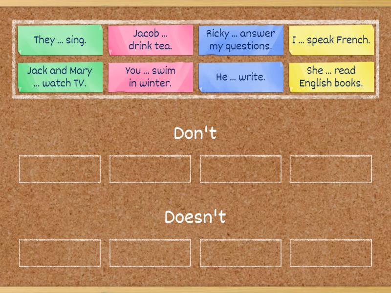 Present Simple - Group sort