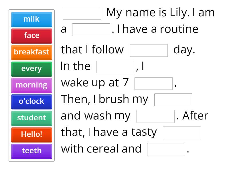 My Daily Routine - Missing word