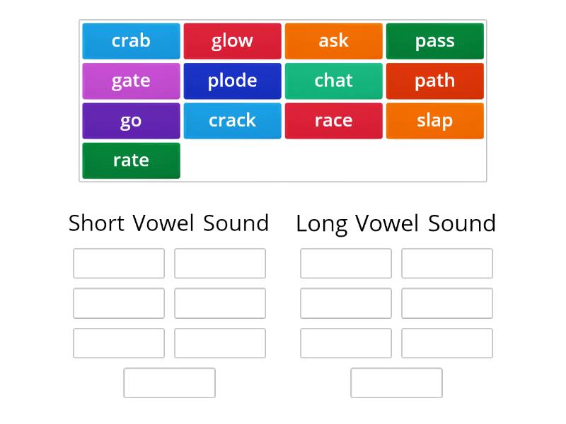 Short Vowel Vs Long Vowel Sound Group Sort