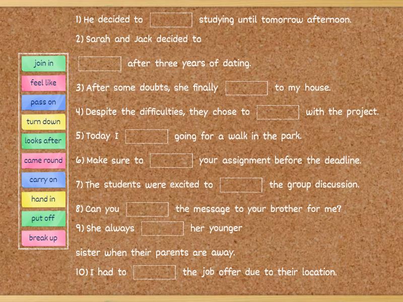 emp b1 unit 10 - Complete the sentence
