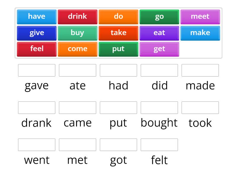 U6 grammar irregular verbs - Match up
