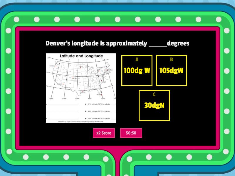 Latitude And Longitude - Gameshow Quiz