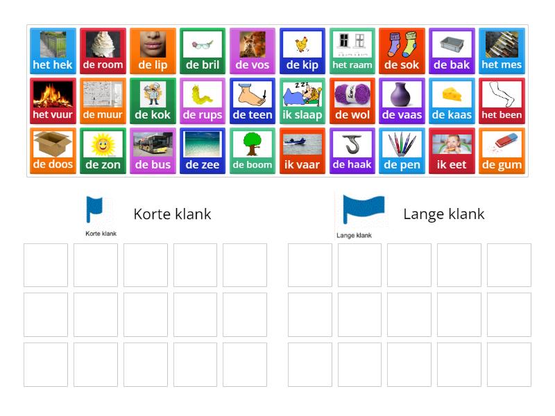 Woordenschat Groep 4 Lange En Korte Klanken (1) - Group Sort