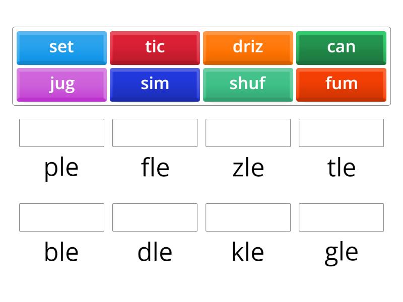 Consonant + le syllable matching - Match up