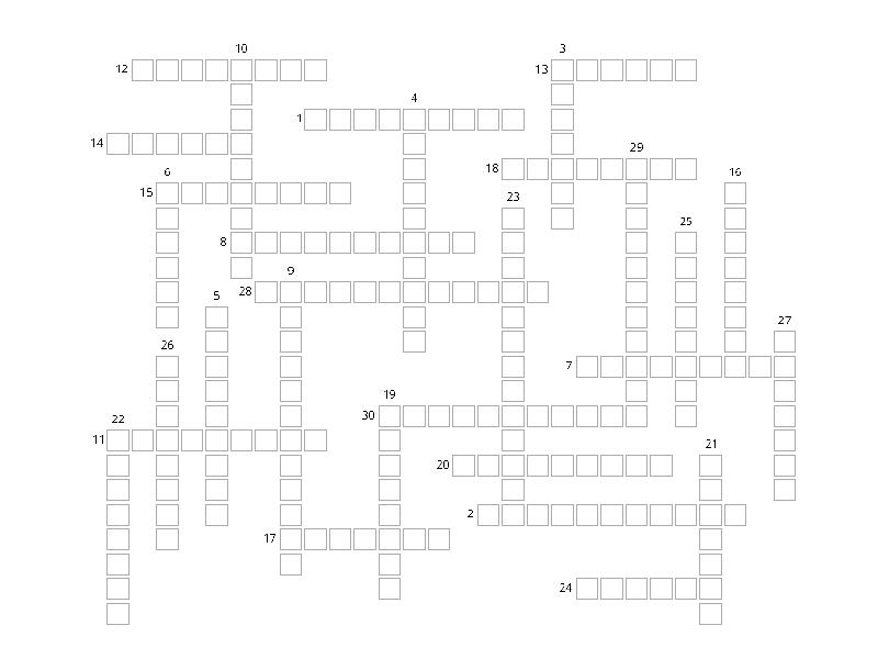 B+ TOEFL READING(CHAPTER 1) Crossword