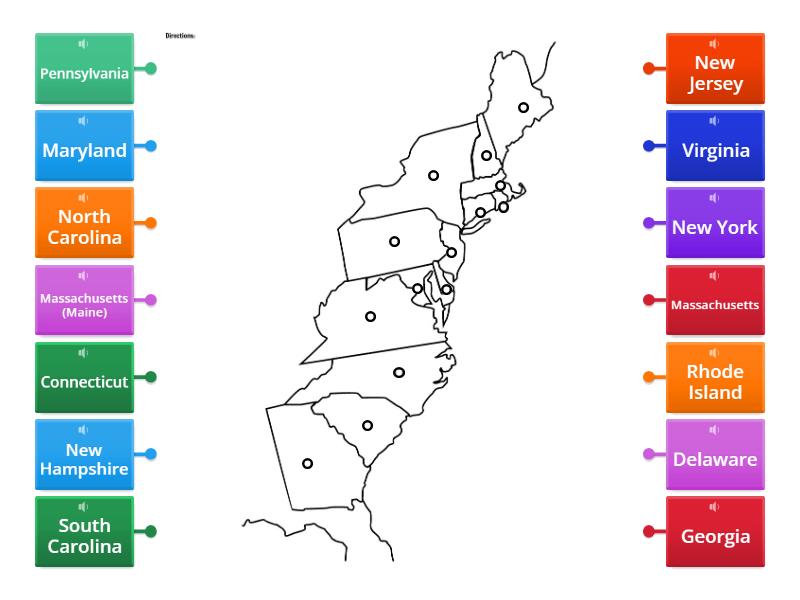13 Colonies - Labelled diagram