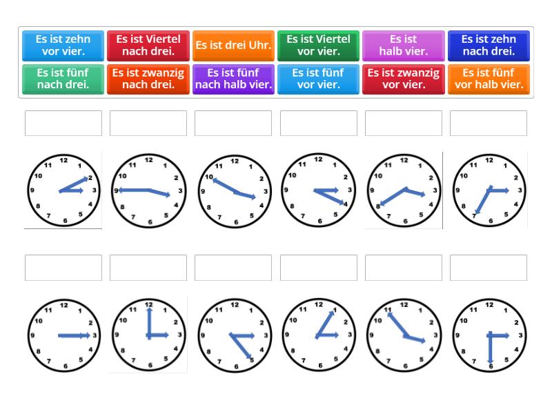 Übung Uhrzeiten - Match up