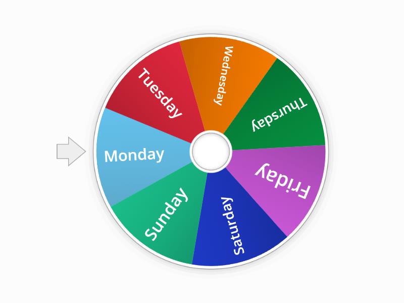 Days of the week - Spin the wheel