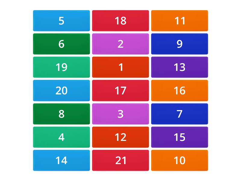 Puhekieliset numerot 1-21 - Flip tiles