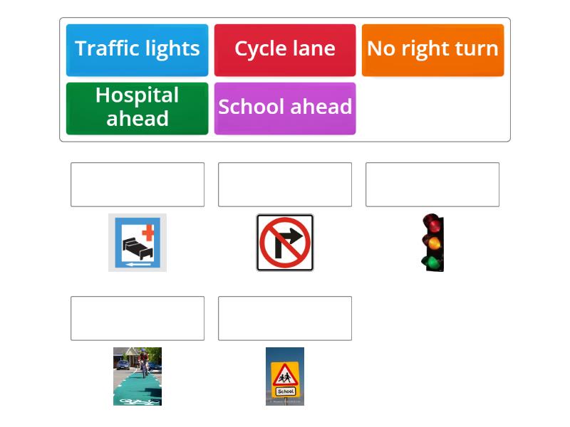 Match the words with the correct road signs - Match up