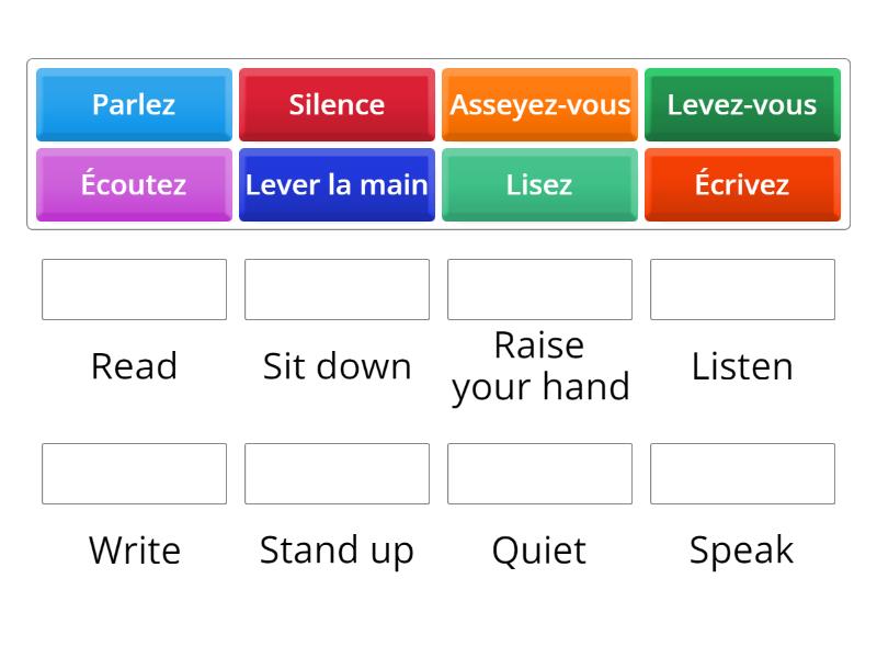 Classroom instructions - Match up