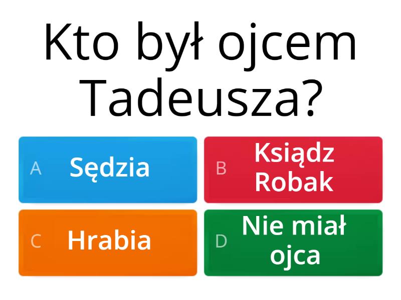 Quiz Pan Tadeusz Księga 1 Test z lektury "Pan Tadeusz'' - Quiz