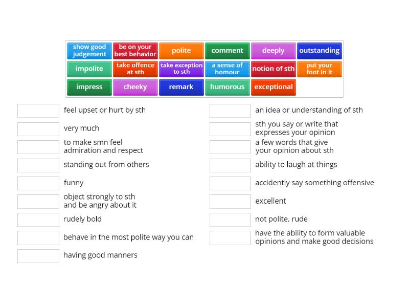 B1. SC. Class 9. Polite and impolite behavior - Match up