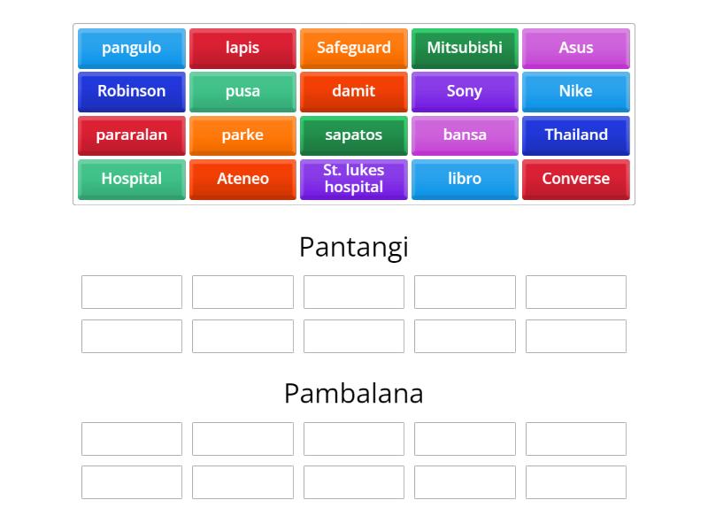 Pangngalan (Pantangi at Pambalana) 1 - Group sort