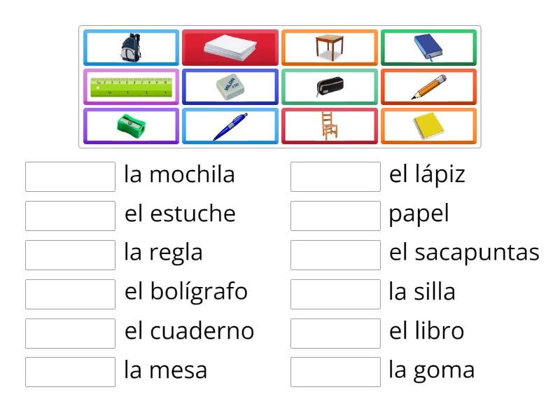 Los Objetos De La Clase Une Las Parejas 