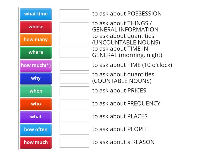 Wh-questions - Match up