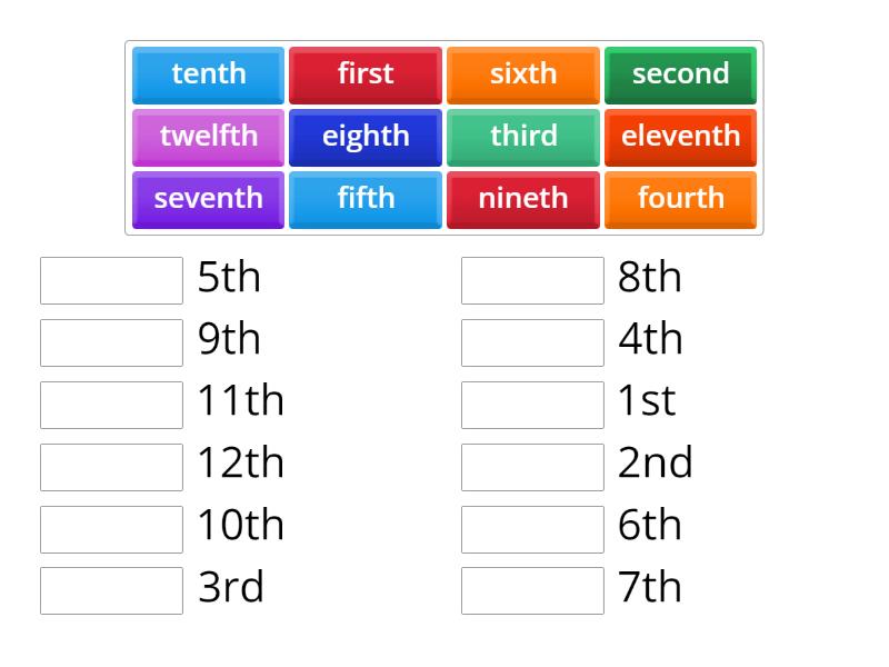 Cardinal Numbers - Match up