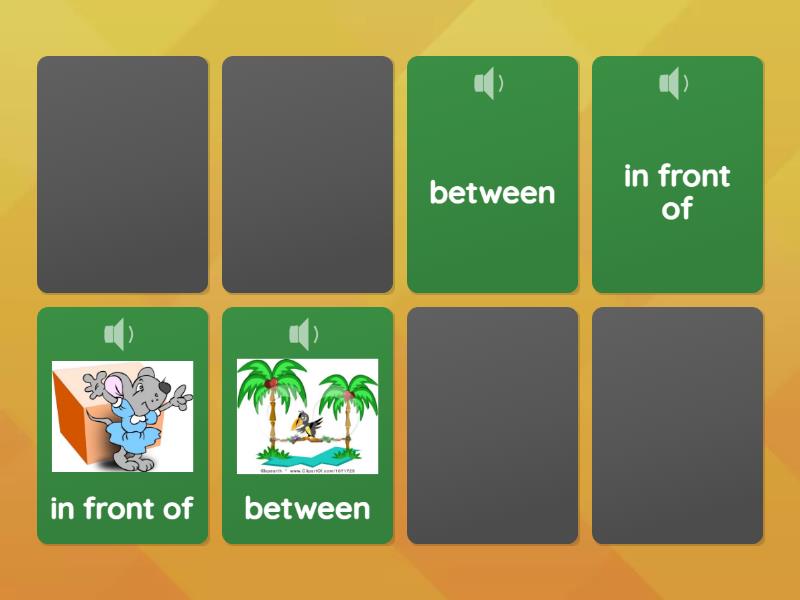 In front of, behind, between, next to - Matching pairs