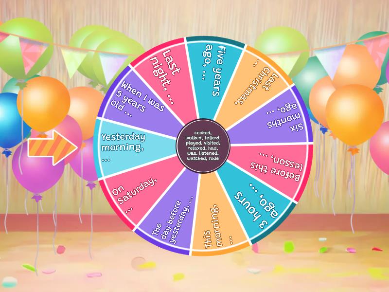 Past simple regular verbs speaking spin the wheel