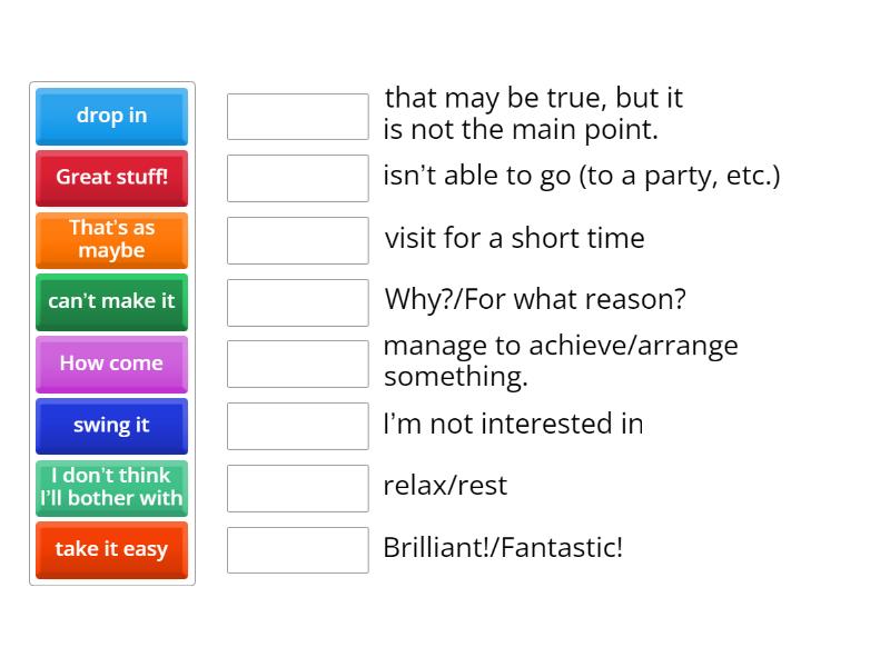 Unit 1 - Definitions words - Match up