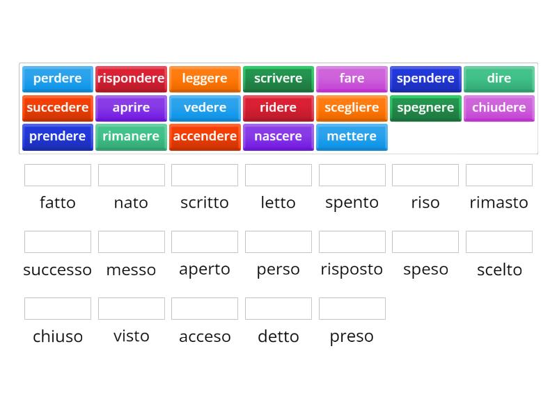 Verbi Irregolari Al Passato Prossimo - Match Up