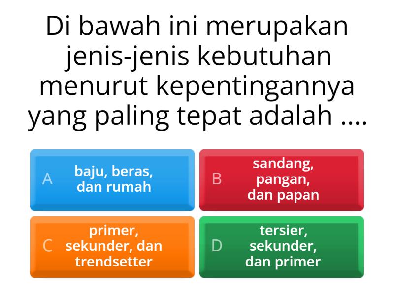 IPAS FASE B KELAS IV AKU DAN KEBUTUHANKU - Kuis