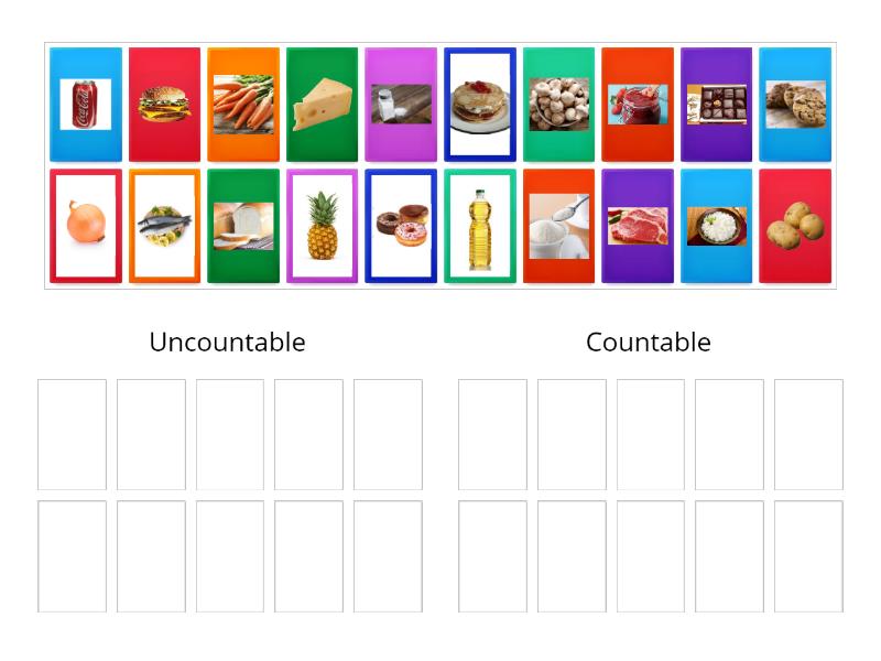 JUNIORS 5 - Countable and Uncountable nouns - Group sort