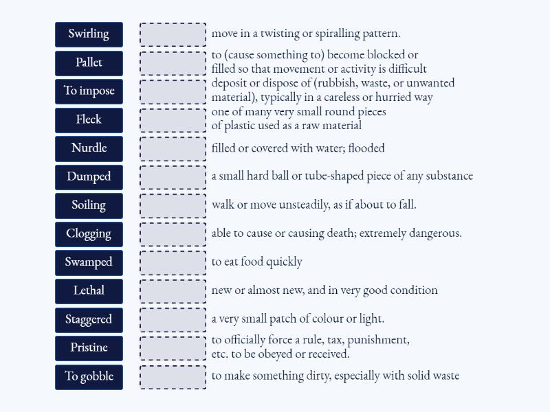 Water Pollution Vocabulary Match up