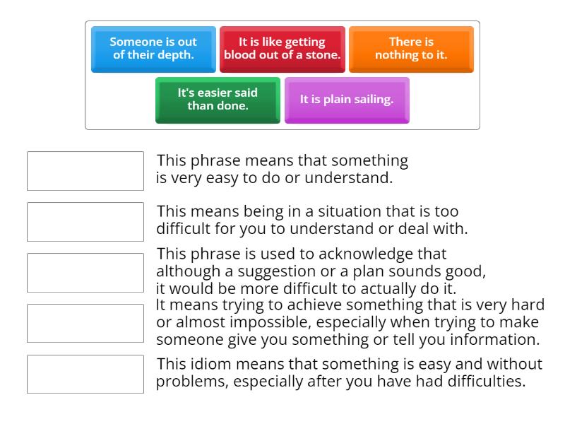 Unit 5 idioms - Match up