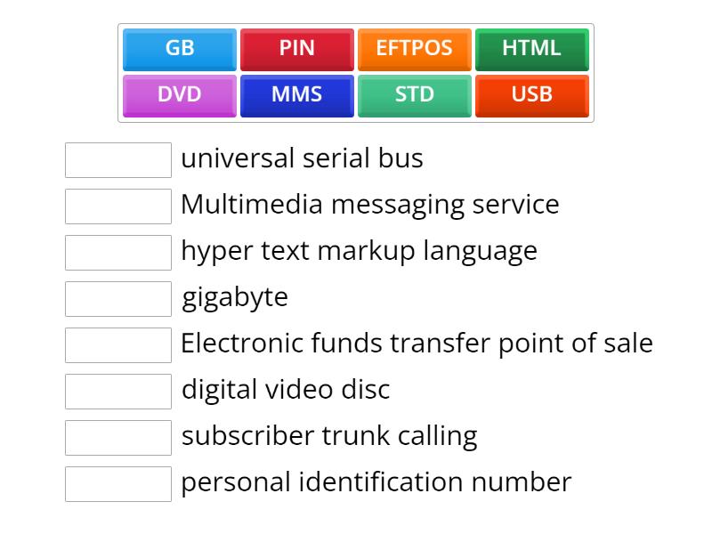 Technical acronyms - Match up
