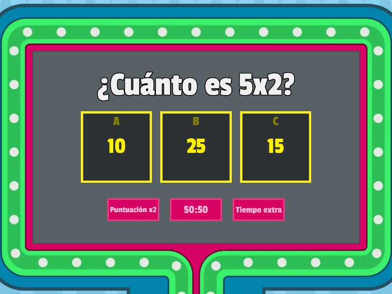 Tabla de multiplicar del 5 Concurso de preguntas
